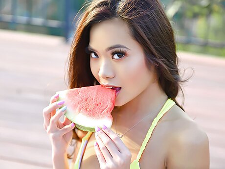 Watch Thai Schoolgirl Vina Sky Loves Big Watermelons But Big Dicks She Likes More video